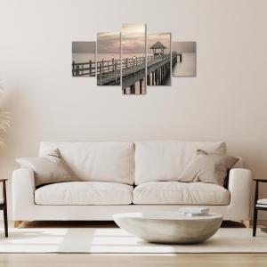 Quadro Moderno 5 pezzi in legno VOGUE 83X145 cm MOLO AL TRAMONTO del brand Lupia, categoria: Arredo e decorazioni > Quadri e Tele > Quadri a pannelli.