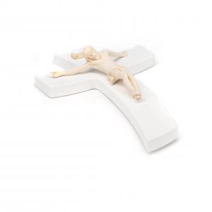 Crocefisso parete Moderno Legno Croce stilizzata BIANCA opaca con corpo scultoreo AVORIO con scatola - 18x28 cm del brand ARTES Creazioni d'Arte, categoria: Arredo e decorazioni > Decorazioni da parete > Croci e Crocefissi.