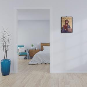 Quadro Sacro Icona su tavola Legno MASSELLO con foglia Oro GESU' MAESTRO - 35x50 cm del brand ARTES Creazioni d'Arte, categoria: Arredo e decorazioni > Quadri e Tele > Quadri su Legno.