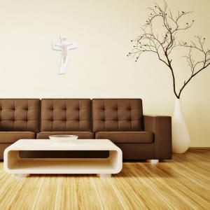 Crocefisso parete Moderno Legno Croce stilizzata BIANCA opaca con corpo scultoreo AVORIO con scatola - 18x28 cm del brand ARTES Creazioni d'Arte, categoria: Arredo e decorazioni > Decorazioni da parete > Croci e Crocefissi.