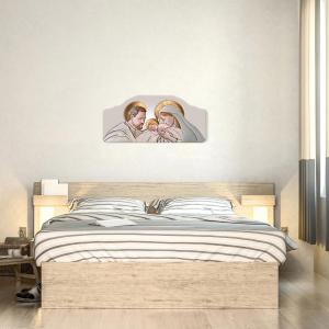 Quadro moderno Capezzale sacra famiglia 42x92 cm THE KISS CERAMIC su tavola lavorata del brand Lupia, categoria: Arredo e decorazioni > Decorazioni da parete > Capezzali.