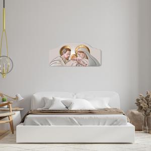 Quadro moderno Capezzale sacra famiglia 42x92 cm THE KISS CERAMIC su tavola lavorata del brand Lupia, categoria: Arredo e decorazioni > Decorazioni da parete > Capezzali.