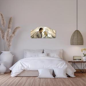 Quadro moderno Capezzale sacra famiglia 42x92 cm NATIVITY BROWN su tavola lavorata del brand Lupia, categoria: Arredo e decorazioni > Decorazioni da parete > Capezzali.