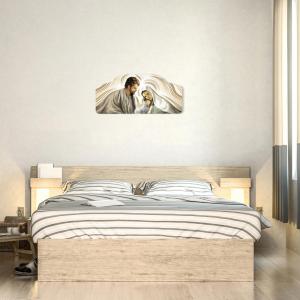 Quadro moderno Capezzale sacra famiglia 42x92 cm NATIVITY BROWN su tavola lavorata del brand Lupia, categoria: Arredo e decorazioni > Decorazioni da parete > Capezzali.