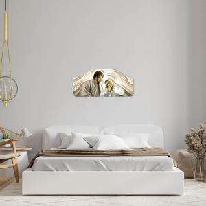 Quadro moderno Capezzale sacra famiglia 42x92 cm NATIVITY BROWN su tavola lavorata del brand Lupia, categoria: Arredo e decorazioni > Decorazioni da parete > Capezzali.