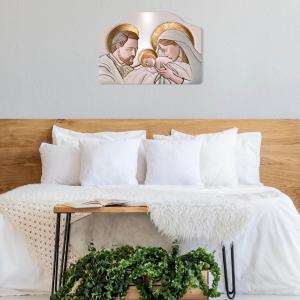 Quadro moderno Capezzale sacra famiglia 46x65 cm THE KISS CERAMIC su tavola lavorata del brand Lupia, categoria: Arredo e decorazioni > Decorazioni da parete > Capezzali.