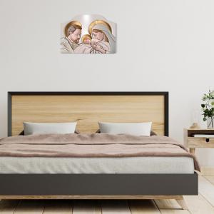 Quadro moderno Capezzale sacra famiglia 46x65 cm THE KISS CERAMIC su tavola lavorata del brand Lupia, categoria: Arredo e decorazioni > Decorazioni da parete > Capezzali.