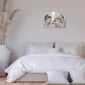 Quadro moderno Capezzale sacra famiglia 46x65 cm THE KISS CERAMIC GREY su tavola lavorata del brand Lupia, categoria: Arredo e decorazioni > Decorazioni da parete > Capezzali.