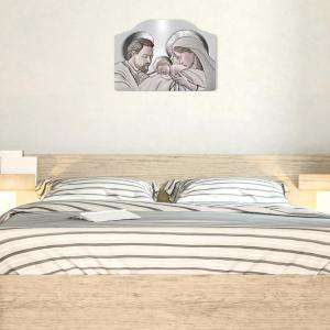 Quadro moderno Capezzale sacra famiglia 46x65 cm THE KISS CERAMIC GREY su tavola lavorata del brand Lupia, categoria: Arredo e decorazioni > Decorazioni da parete > Capezzali.