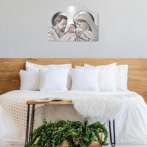 Quadro moderno Capezzale sacra famiglia 46x65 cm THE KISS CERAMIC GREY su tavola lavorata del brand Lupia, categoria: Arredo e decorazioni > Decorazioni da parete > Capezzali.