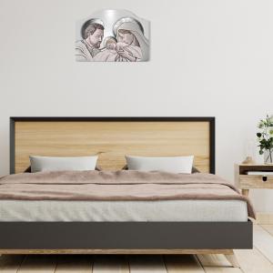 Quadro moderno Capezzale sacra famiglia 46x65 cm THE KISS CERAMIC GREY su tavola lavorata del brand Lupia, categoria: Arredo e decorazioni > Decorazioni da parete > Capezzali.