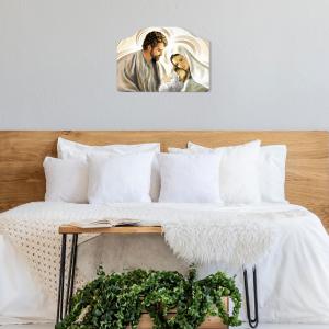 Quadro moderno Capezzale sacra famiglia 46x65 cm NATIVITY BROWN su tavola lavorata del brand Lupia, categoria: Arredo e decorazioni > Decorazioni da parete > Capezzali.