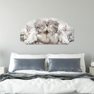 Quadro moderno camera da letto Capezzale Angeli FASHION TABLE 50x100 cm ANGELS IN FLOWERS MIX su tavola lavorata del brand Lupia, categoria: Arredo e decorazioni > Quadri e Tele > Quadri su Legno.