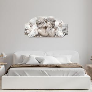 Quadro moderno camera da letto Capezzale Angeli FASHION TABLE 50x100 cm ANGELS IN FLOWERS MIX su tavola lavorata del brand Lupia, categoria: Arredo e decorazioni > Quadri e Tele > Quadri su Legno.