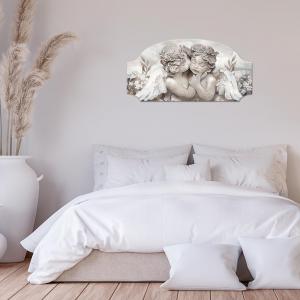 Quadro moderno camera da letto Capezzale Angeli FASHION TABLE 50x100 cm ANGELS IN FLOWERS MIX su tavola lavorata del brand Lupia, categoria: Arredo e decorazioni > Quadri e Tele > Quadri su Legno.