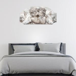 Quadro moderno camera da letto Capezzale Angeli FASHION TABLE 50x100 cm ANGELS IN FLOWERS MIX su tavola lavorata del brand Lupia, categoria: Arredo e decorazioni > Quadri e Tele > Quadri su Legno.
