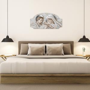 Quadro moderno Capezzale Sacra Famiglia FASHION TABLE 50x100 cm THE KISS CERAMIC MIX su tavola lavorata del brand Mami, categoria: Arredo e decorazioni > Decorazioni da parete > Capezzali.