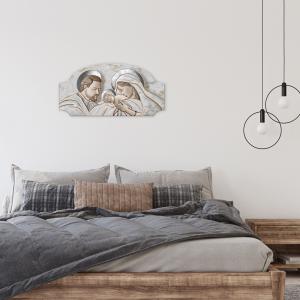 Quadro moderno Capezzale Sacra Famiglia FASHION TABLE 50x100 cm THE KISS CERAMIC MIX su tavola lavorata del brand Mami, categoria: Arredo e decorazioni > Decorazioni da parete > Capezzali.