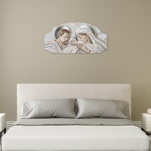 Quadro moderno Capezzale Sacra Famiglia FASHION TABLE 50x100 cm THE KISS CERAMIC MIX su tavola lavorata del brand Mami, categoria: Arredo e decorazioni > Decorazioni da parete > Capezzali.