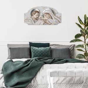 Quadro moderno Capezzale Sacra Famiglia FASHION TABLE 50x100 cm THE KISS CERAMIC MIX su tavola lavorata del brand Mami, categoria: Arredo e decorazioni > Decorazioni da parete > Capezzali.