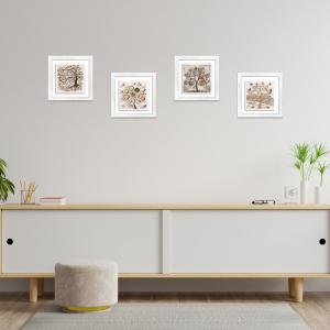 Set 4 QUADRI Albero della vita su CERAMICA cornice Shabby MODERN White TREE - 18x18 cm del brand Lupia, categoria: Arredo e decorazioni > Quadri e Tele > Quadri su ceramica.