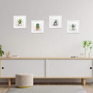 Set 4 QUADRI su CERAMICA cornice Shabby MODERN White BOTANY SHABBY - 18x18 cm del brand Lupia, categoria: Arredo e decorazioni > Quadri e Tele > Quadri su ceramica.