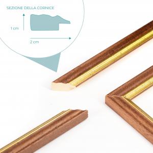Cornice portafoto da parete noce con profilo oro BRUN, per foto, stampe artistiche, poster, quadri moderni - 10x15 cm del brand Lupia, categoria: Arredo e decorazioni > Cornici e Portafoto > Cornici portafoto da parete.