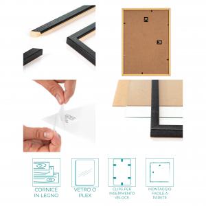 Cornice portafoto in legno da parete OPTICAL, per foto, stampe artistiche, poster, quadri moderni - 30x40 cm Nero del brand Lupia, categoria: Arredo e decorazioni > Cornici e Portafoto > Cornici portafoto da parete.