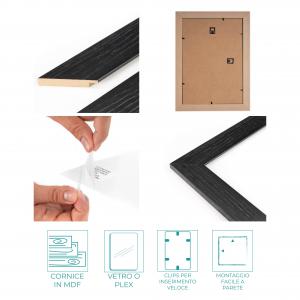 Cornice foto legno da parete shabby BOSTON BLACK, per stampe, pergamene diplomi, poster, quadri moderni - 70x100 cm del brand Lupia, categoria: Arredo e decorazioni > Cornici e Portafoto > Cornici portafoto da parete.