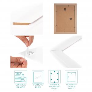 Cornice foto legno da parete shabby BOSTON WHITE, per stampe, pergamene diplomi, poster, quadri moderni - 70x100 cm del brand Lupia, categoria: Arredo e decorazioni > Cornici e Portafoto > Cornici portafoto da parete.