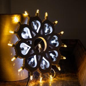 Lampada da Parete in Legno ROSONE con SOLE Grande 52x52 cm LUMINARIA d'arredo pugliese 25 lampadine - Lampadine Colorate del brand Lupia, categoria: Artigianato salentino > Luminarie Salentine > Luminaria.