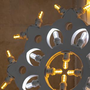 Lampada da Parete in Legno ROSONE con GIGLI Grande 52x52 cm LUMINARIA d'arredo pugliese 28 lampadine - Lampadine Colorate del brand Lupia, categoria: Artigianato salentino > Luminarie Salentine > Luminaria.