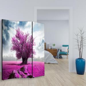 Separe' per interni, Divisorio 135,6 x H 176 x P 3,1 cm ALBERO SOLITARIO VIOLET paravento 3 Ante in legno con Tele stampate fronte retro Soggetto unico del brand Lupia, categoria: Complementi d'arredo > Paraventi e separÃ¨ > Paraventi decorativi bifacciali.
