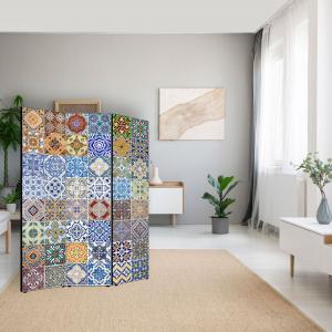 Separe' per interni, Divisorio 135,6 x H 176 x P 3,1 cm AZULEJOS COLOR paravento 3 Ante in legno con Tele stampate fronte retro Soggetto unico del brand Lupia, categoria: Complementi d'arredo > Paraventi e separÃ¨ > Paraventi decorativi bifacciali.