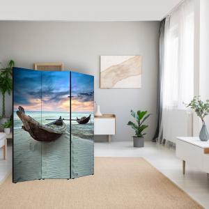 Separe' per interni, Divisorio 135,6 x H 176 x P 3,1 cm CANOE paravento 3 Ante in legno con Tele stampate fronte retro Soggetto unico del brand Lupia, categoria: Complementi d'arredo > Paraventi e separÃ¨ > Paraventi decorativi bifacciali.