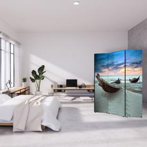 Separe' per interni, Divisorio 135,6 x H 176 x P 3,1 cm CANOE paravento 3 Ante in legno con Tele stampate fronte retro Soggetto unico del brand Lupia, categoria: Complementi d'arredo > Paraventi e separÃ¨ > Paraventi decorativi bifacciali.