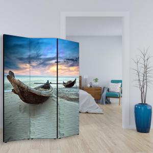 Separe' per interni, Divisorio 135,6 x H 176 x P 3,1 cm CANOE paravento 3 Ante in legno con Tele stampate fronte retro Soggetto unico del brand Lupia, categoria: Complementi d'arredo > Paraventi e separÃ¨ > Paraventi decorativi bifacciali.