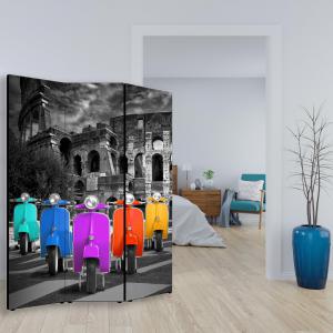 Separe' per interni, Divisorio 135,6 x H 176 x P 3,1 cm COLOSSEO CON VESPE paravento 3 Ante in legno con Tele stampate fronte retro Soggetto unico del brand Lupia, categoria: Complementi d'arredo > Paraventi e separÃ¨ > Paraventi decorativi bifacciali.