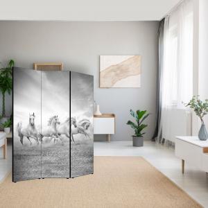 Separe' per interni, Divisorio 135,6 x H 176 x P 3,1 cm FOUR HORSES paravento 3 Ante in legno con Tele stampate fronte retro Soggetto unico del brand Lupia, categoria: Complementi d'arredo > Paraventi e separÃ¨ > Paraventi decorativi bifacciali.