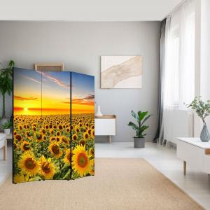 Separe' per interni, Divisorio 135,6 x H 176 x P 3,1 cm GIRASOLI AL TRAMONTO paravento 3 Ante in legno con Tele stampate fronte retro Soggetto unico del brand Lupia, categoria: Complementi d'arredo > Paraventi e separÃ¨ > Paraventi decorativi bifacciali.