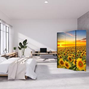 Separe' per interni, Divisorio 135,6 x H 176 x P 3,1 cm GIRASOLI AL TRAMONTO paravento 3 Ante in legno con Tele stampate fronte retro Soggetto unico del brand Lupia, categoria: Complementi d'arredo > Paraventi e separÃ¨ > Paraventi decorativi bifacciali.