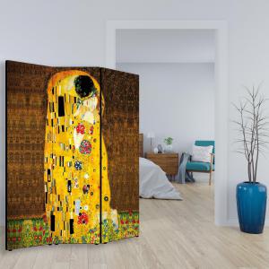 Separe' per interni, Divisorio 135,6 x H 176 x P 3,1 cm IL BACIO DI KLIMT paravento 3 Ante in legno con Tele stampate fronte retro Soggetto unico del brand Lupia, categoria: Complementi d'arredo > Paraventi e separÃ¨ > Paraventi decorativi bifacciali.
