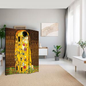 Separe' per interni, Divisorio 135,6 x H 176 x P 3,1 cm IL BACIO DI KLIMT paravento 3 Ante in legno con Tele stampate fronte retro Soggetto unico del brand Lupia, categoria: Complementi d'arredo > Paraventi e separÃ¨ > Paraventi decorativi bifacciali.