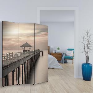 Separe' per interni, Divisorio 135,6 x H 176 x P 3,1 cm MOLO AL TRAMONTO paravento 3 Ante in legno con Tele stampate fronte retro Soggetto unico del brand Lupia, categoria: Complementi d'arredo > Paraventi e separÃ¨ > Paraventi decorativi bifacciali.