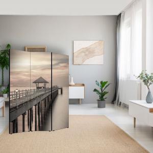 Separe' per interni, Divisorio 135,6 x H 176 x P 3,1 cm MOLO AL TRAMONTO paravento 3 Ante in legno con Tele stampate fronte retro Soggetto unico del brand Lupia, categoria: Complementi d'arredo > Paraventi e separÃ¨ > Paraventi decorativi bifacciali.