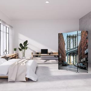 Separe' per interni, Divisorio 135,6 x H 176 x P 3,1 cm MANHATTAN BRIDGE CARS paravento 3 Ante in legno con Tele stampate fronte retro Soggetto unico del brand Lupia, categoria: Complementi d'arredo > Paraventi e separÃ¨ > Paraventi decorativi bifacciali.