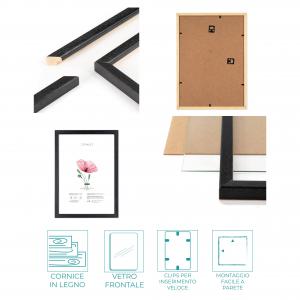 SET Cornici in legno da parete OPTICAL colorazione NERA con vetro Portafoto, stampe, poster, documenti - Set 5pz 10x15 cm del brand Lupia, categoria: Arredo e decorazioni > Cornici e Portafoto > Cornici portafoto da parete.