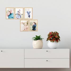 SET Cornici in legno da parete OPTICAL colorazione NATURAL con vetro Portafoto, stampe, poster, documenti - Set 5pz 10x15 cm del brand Lupia, categoria: Arredo e decorazioni > Cornici e Portafoto > Cornici portafoto da tavolo.