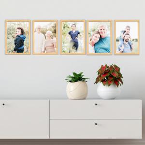 SET Cornici in legno da parete OPTICAL colorazione NATURAL con vetro Portafoto, stampe, poster, documenti - Set 5pz 10x15 cm del brand Lupia, categoria: Arredo e decorazioni > Cornici e Portafoto > Cornici portafoto da tavolo.