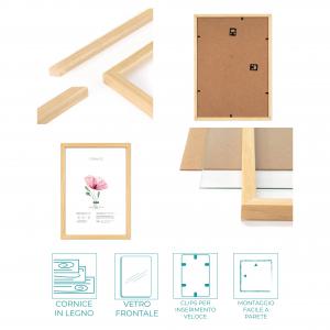 SET Cornici in legno da parete OPTICAL colorazione NATURAL con vetro Portafoto, stampe, poster, documenti - Set 5pz 10x15 cm del brand Lupia, categoria: Arredo e decorazioni > Cornici e Portafoto > Cornici portafoto da tavolo.